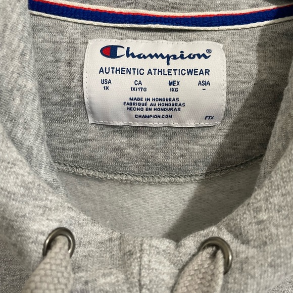 Gray Fleece lined Champion Authentic Athleticwear Hooded Sweatshirt - Picture 3 of 5
